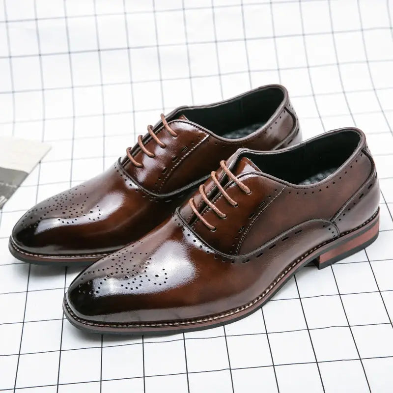 High Quality Business Formal Leather Shoes Mens Casual Dress Shoes Classic Italian Formal Oxford Elegant Shoes Men Office Shoes - Pre2brand