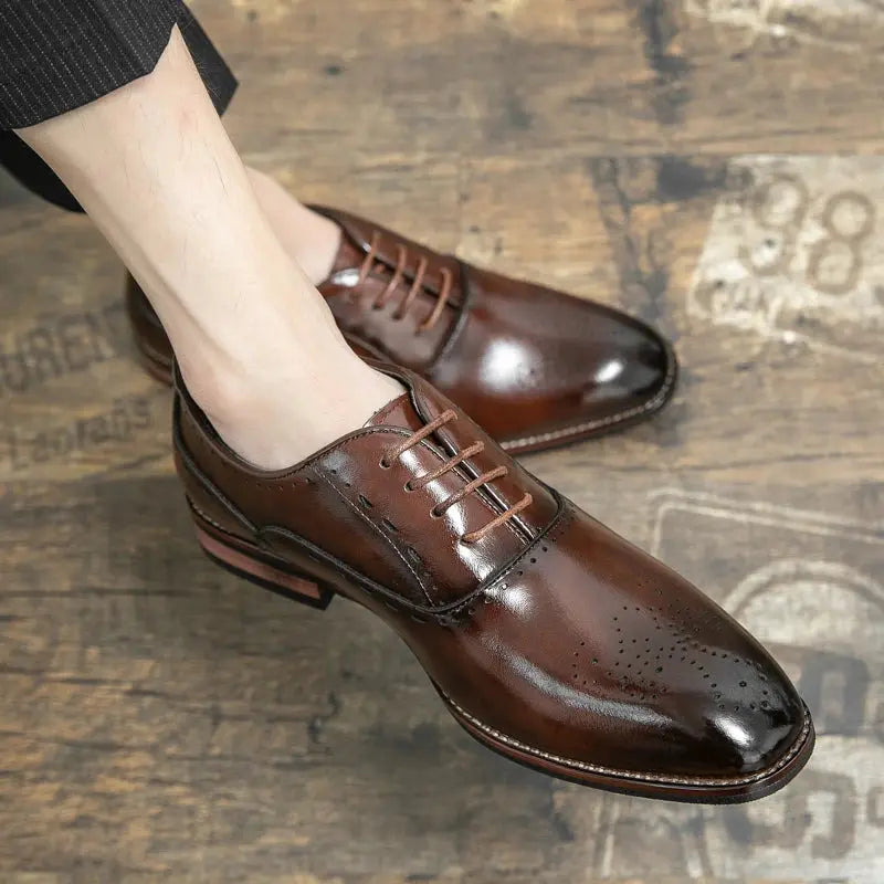 High Quality Business Formal Leather Shoes Mens Casual Dress Shoes Classic Italian Formal Oxford Elegant Shoes Men Office Shoes - Pre2brand