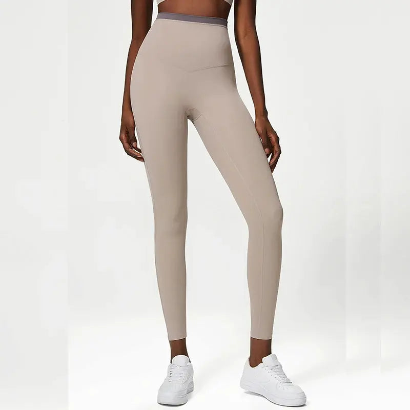 High Quality Women's High Waist Yoga Pants Elastic Fitness Gym Leggings Anti-Rolling Sports Tights Solid Spandex Yoga Pants - Pre2brand