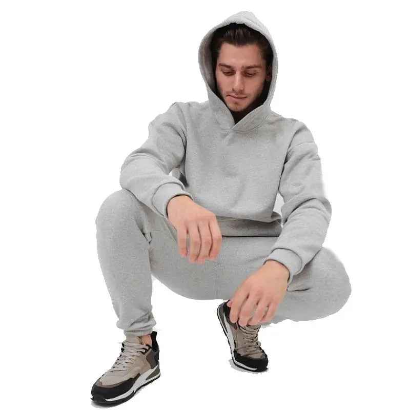 Hoodie Suit Sweater Two-piece Set  Pre2brand Gray-XXXL