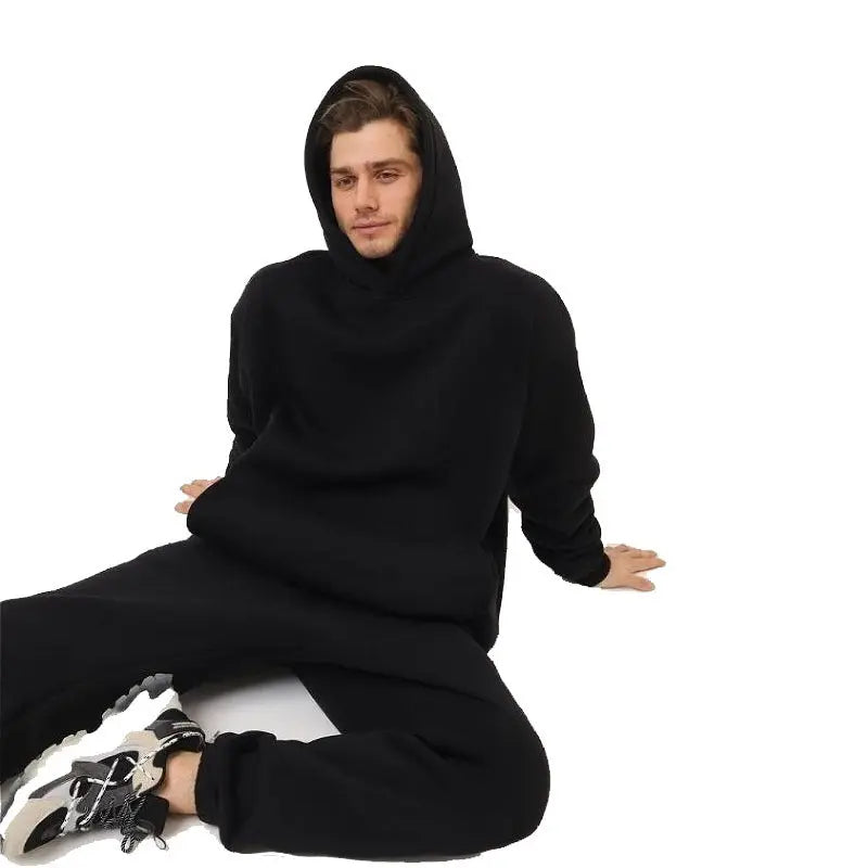 Hoodie Suit Sweater Two-piece Set  Pre2brand Black-XXXL