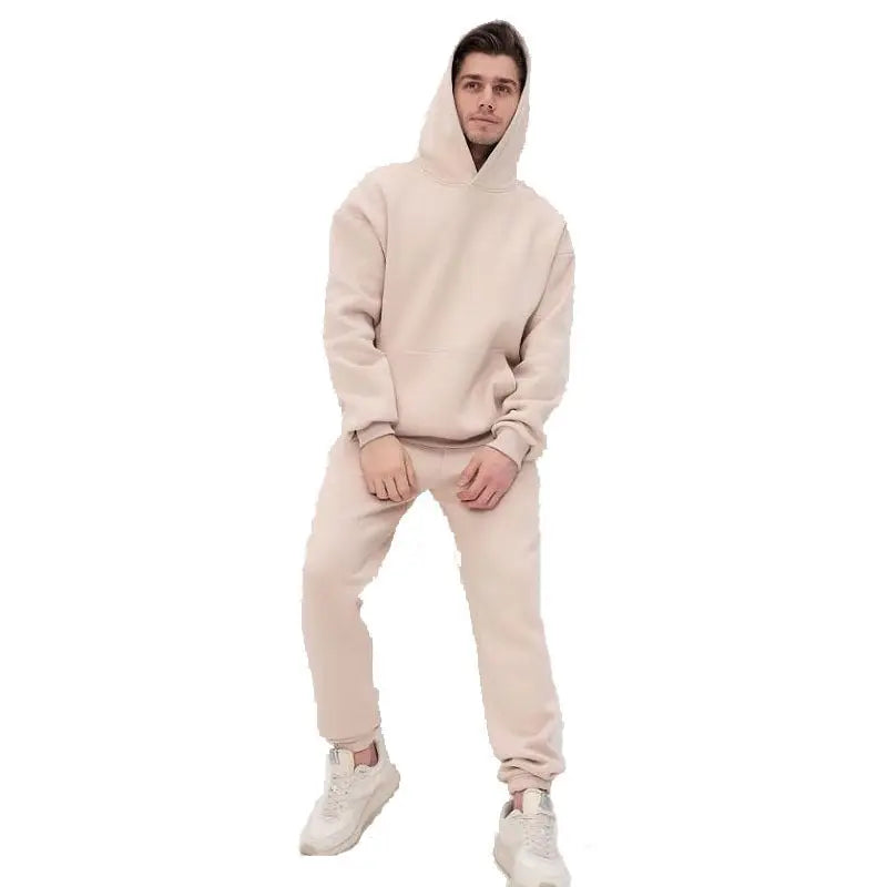 Hoodie Suit Sweater Two-piece Set  Pre2brand Khaki-XXXL