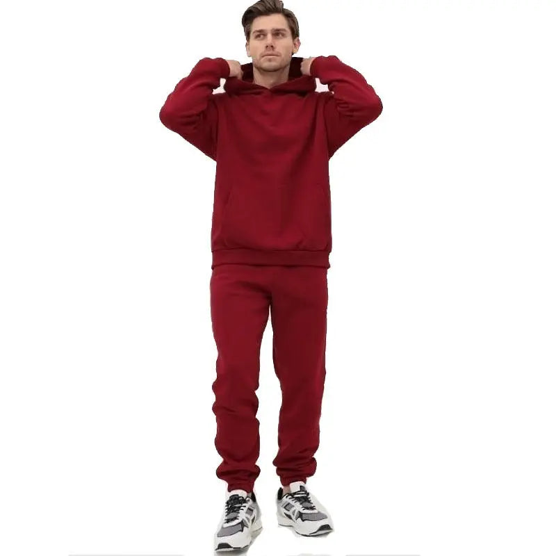Hoodie Suit Sweater Two-piece Set  Pre2brand Wine-Red-XXXL