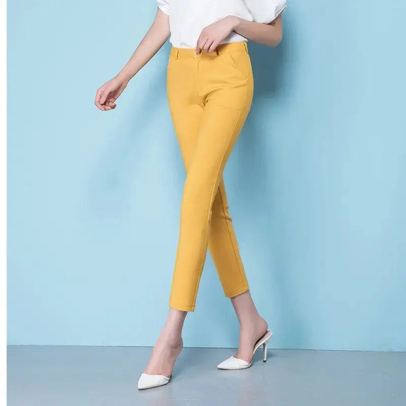Korean Elegant Slim Pencil Trousers Women's Formal Pants Spring Office Legging Pantalones Plus Size 4xl Ankle-length Spodnie  Pre2brand