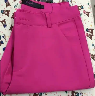 Korean Elegant Slim Pencil Trousers Women's Formal Pants Spring Office Legging Pantalones Plus Size 4xl Ankle-length Spodnie  Pre2brand XXXL-65-75kg-rose-red