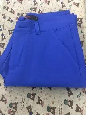 Korean Elegant Slim Pencil Trousers Women's Formal Pants Spring Office Legging Pantalones Plus Size 4xl Ankle-length Spodnie  Pre2brand XXXL-65-75kg-royal-blue