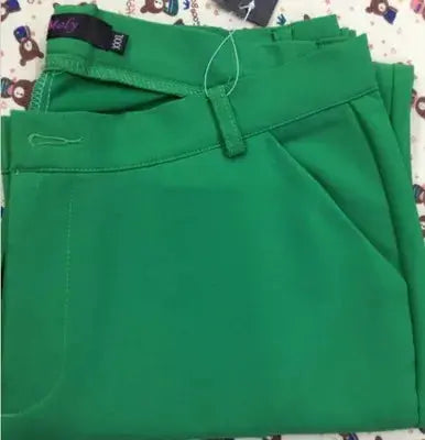 Korean Elegant Slim Pencil Trousers Women's Formal Pants Spring Office Legging Pantalones Plus Size 4xl Ankle-length Spodnie  Pre2brand XXXL-65-75kg-green