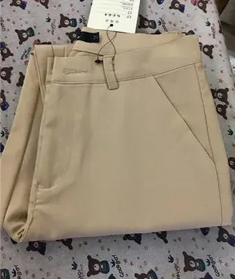Korean Elegant Slim Pencil Trousers Women's Formal Pants Spring Office Legging Pantalones Plus Size 4xl Ankle-length Spodnie  Pre2brand XXXL-65-75kg-khaki
