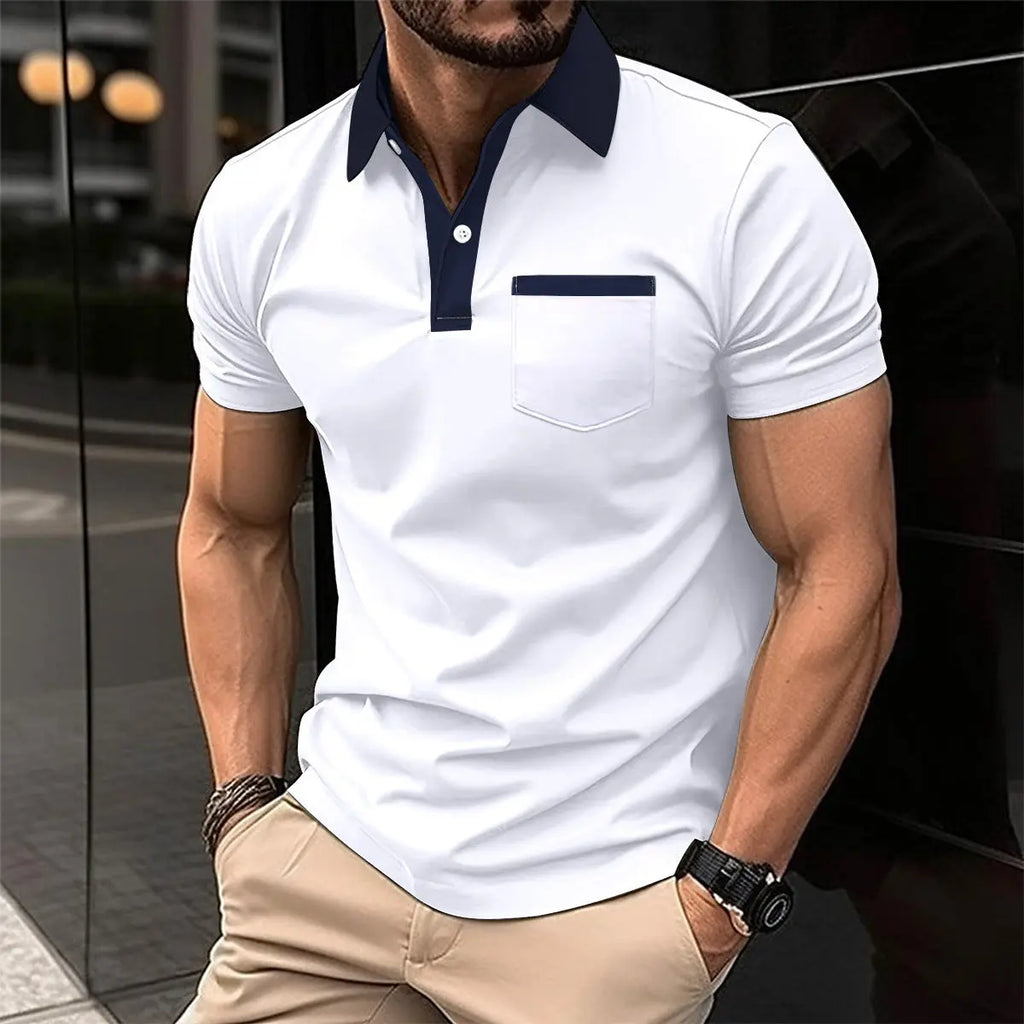 Lapel Fashion Slim Pocket Short-sleeved T-shirt Polo Shirt Men Clothing  Pre2brand