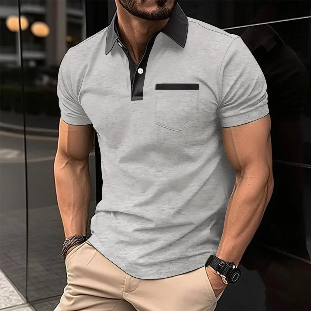 Lapel Fashion Slim Pocket Short-sleeved T-shirt Polo Shirt Men Clothing  Pre2brand