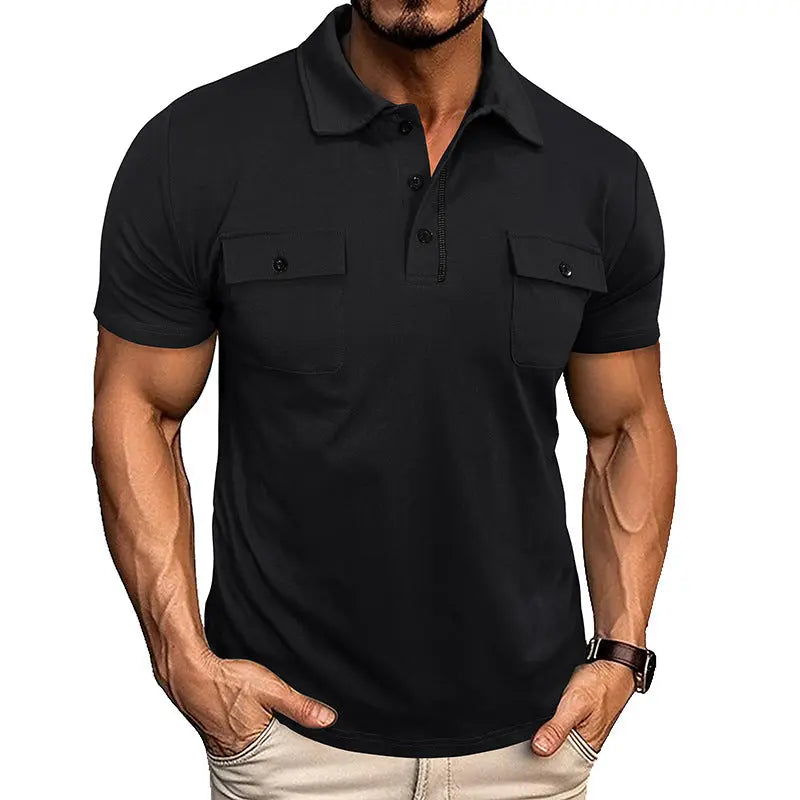 Lapel Short Sleeve Outdoor Pocket Polo Shirt T-shirt Men Clothing  Pre2brand
