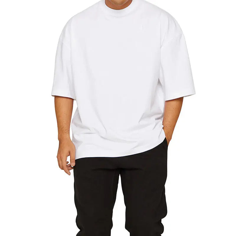Leisure Running Loose Solid Color Short Sleeve  Pre2brand White-Light-Board-XXXL