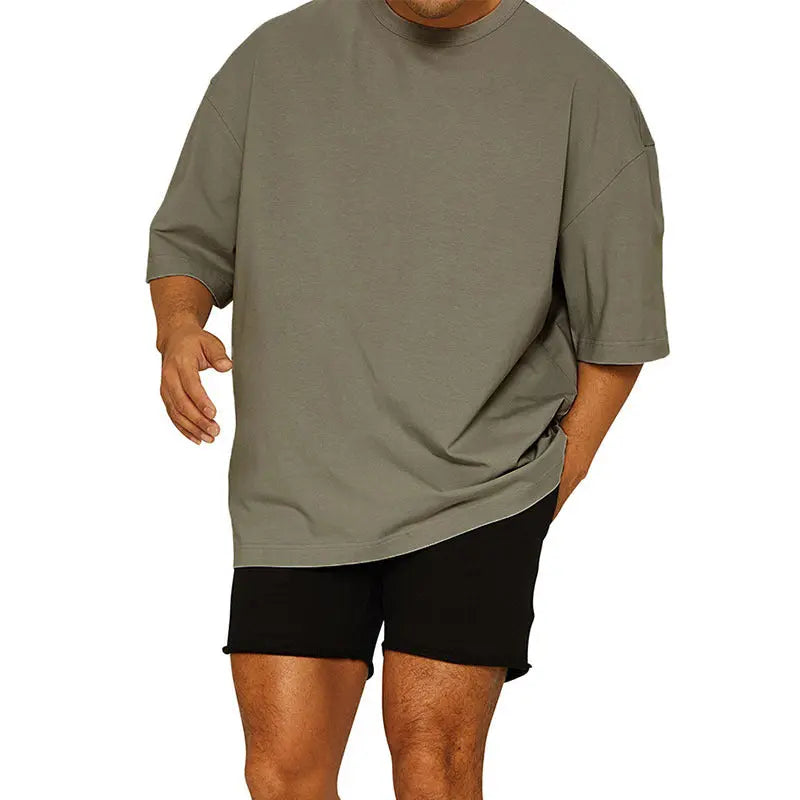 Leisure Running Loose Solid Color Short Sleeve  Pre2brand Iron-Gray-Light-Plate-XXXL