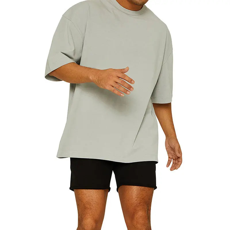 Leisure Running Loose Solid Color Short Sleeve  Pre2brand Light-Gray-Light-Board-XXXL