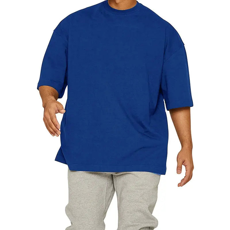 Leisure Running Loose Solid Color Short Sleeve  Pre2brand Sapphire-Blue-Light-Board-XXXL