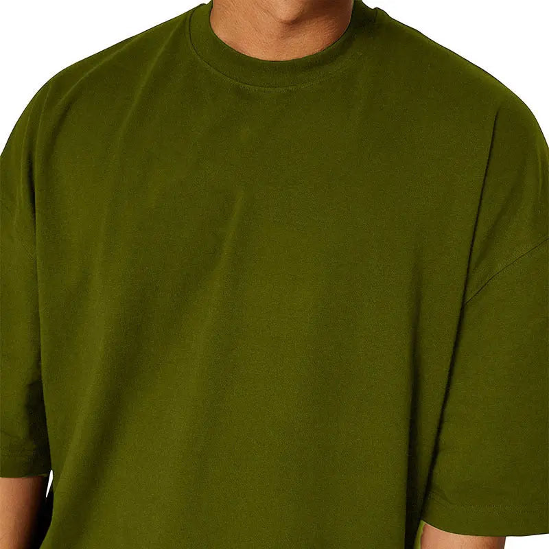 Leisure Running Loose Solid Color Short Sleeve  Pre2brand Army-Green-Light-Board-XXXL