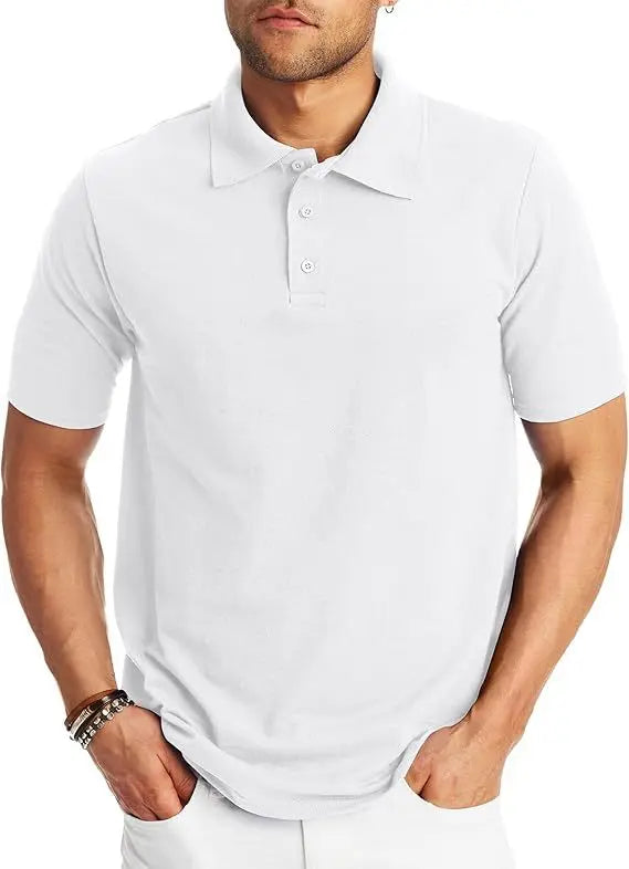 Loose And Simple Men's Short-sleeved Polo Shirt  Pre2brand White-5XL