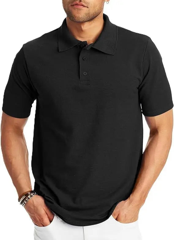 Loose And Simple Men's Short-sleeved Polo Shirt  Pre2brand Black-5XL