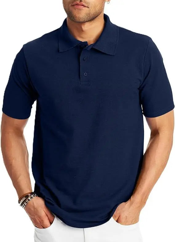 Loose And Simple Men's Short-sleeved Polo Shirt  Pre2brand Navy-Blue-5XL