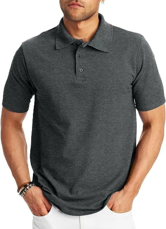 Loose And Simple Men's Short-sleeved Polo Shirt  Pre2brand Dark-Gray-5XL