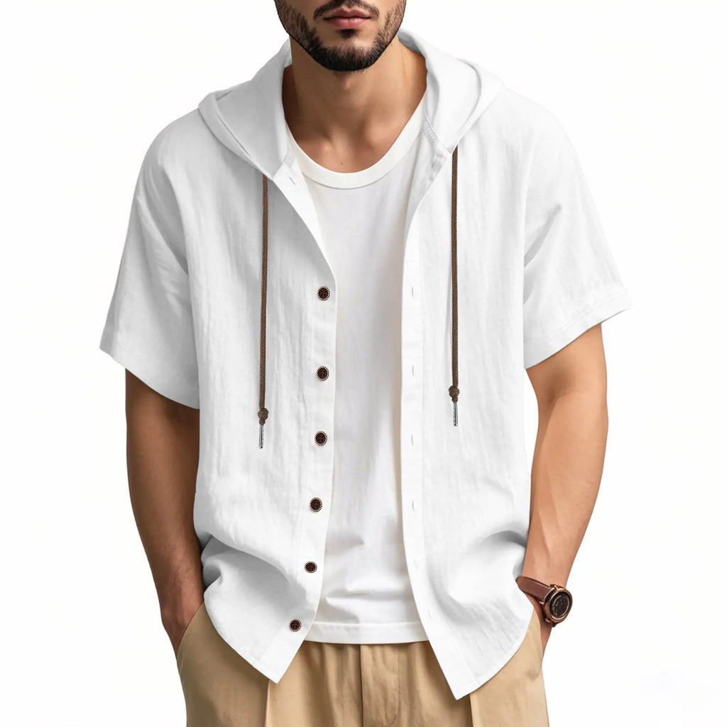 Loose Hooded Short-sleeved Shirt For Men  Pre2brand