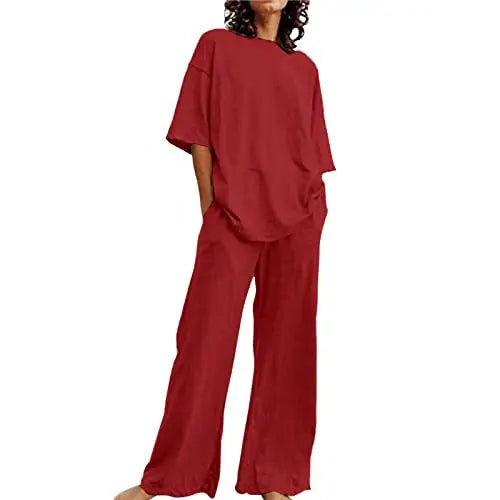 Loose-fitting Solid Color Long Sleeves Trousers Suit  Pre2brand G75Z156-XXXL