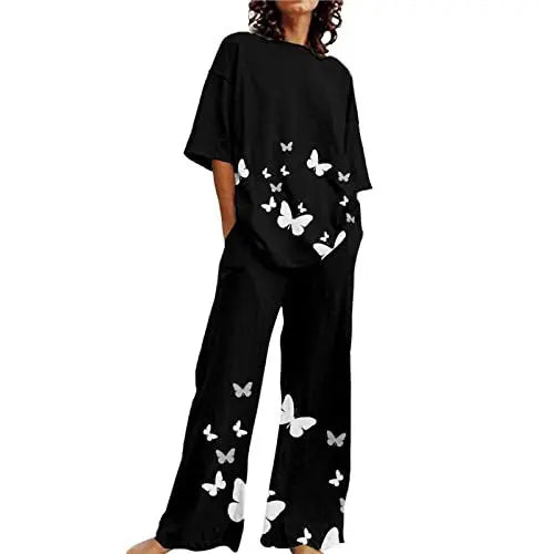 Loose-fitting Solid Color Long Sleeves Trousers Suit  Pre2brand G75Z158-XXXL
