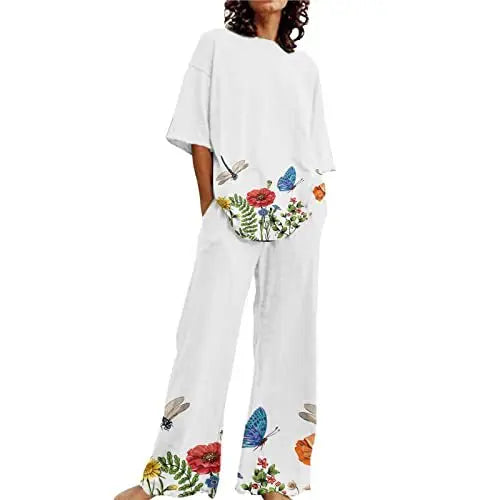 Loose-fitting Solid Color Long Sleeves Trousers Suit  Pre2brand G75Z159-XXXL