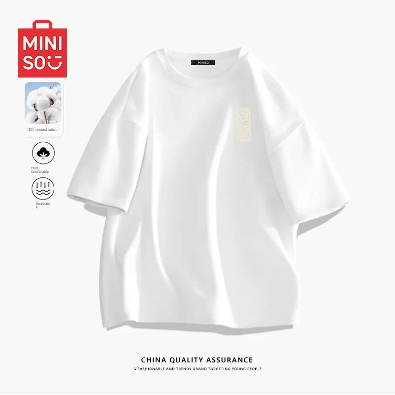 MINISO Family Portrait Red T-shirt Men New Year Parent-Child Clothes 2025 Birth Year Snake Year Limited Clothes Y  Pre2brand 170-M-White-Blessed-Writing-Best