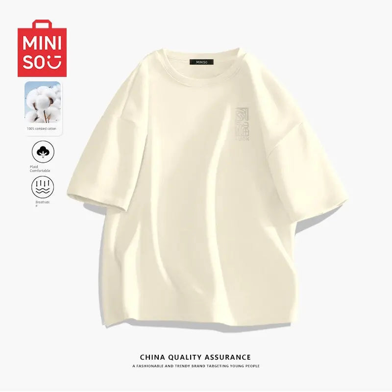 MINISO Family Portrait Red T-shirt Men New Year Parent-Child Clothes 2025 Birth Year Snake Year Limited Clothes Y  Pre2brand 185-2XL-Light-Rice-Blessed-Writing-Best