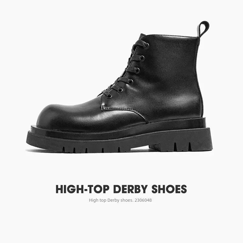 MRA Platform Martin Boots Men's Shoes British Style Big round Toe Leather Shoes Ankle Boots High Top Derby Shoes Parka Leather Boots - Pre2brand
