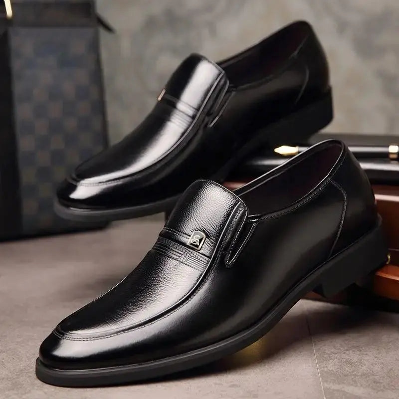 Men Dress Shoes Spring New All-match Leather Mens Formal Shoes Breathable Business Mens Flat Shoes - Pre2brand