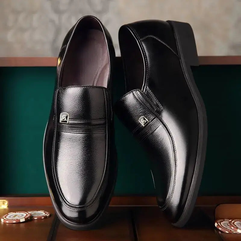 Men Dress Shoes Spring New All-match Leather Mens Formal Shoes Breathable Business Mens Flat Shoes - Pre2brand