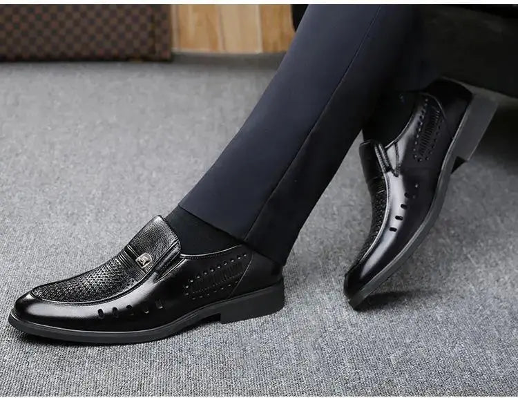 Men Dress Shoes Spring New All-match Leather Mens Formal Shoes Breathable Business Mens Flat Shoes - Pre2brand