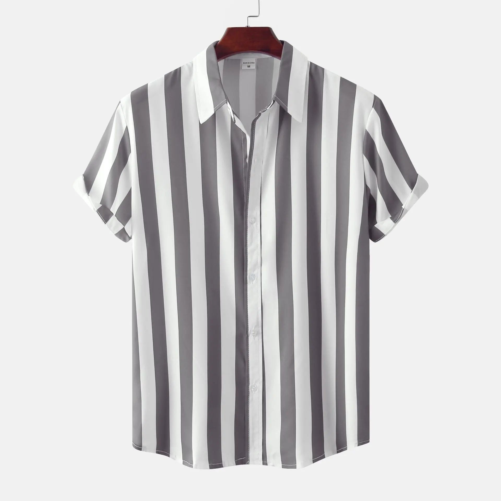 Men's 3D Printed Short Sleeve Turn Loose Shirt  Pre2brand Gray-3XL
