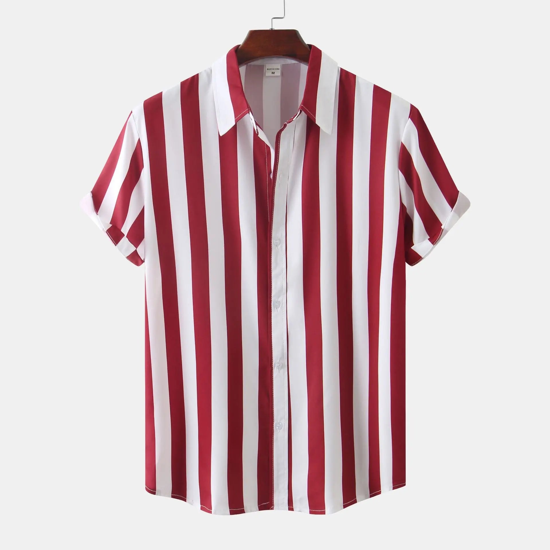 Men's 3D Printed Short Sleeve Turn Loose Shirt  Pre2brand Red-3XL