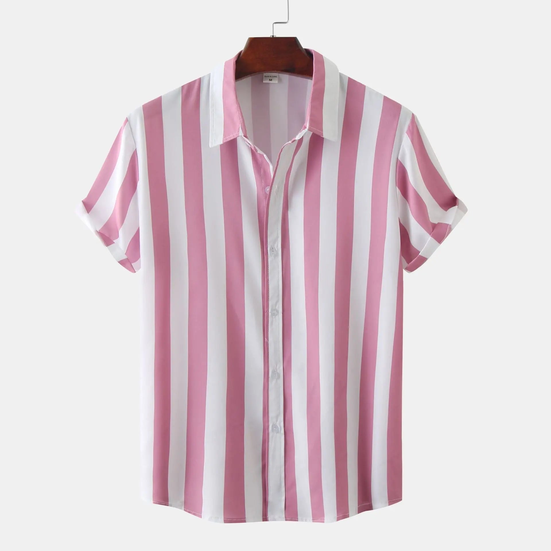 Men's 3D Printed Short Sleeve Turn Loose Shirt  Pre2brand Pink-3XL