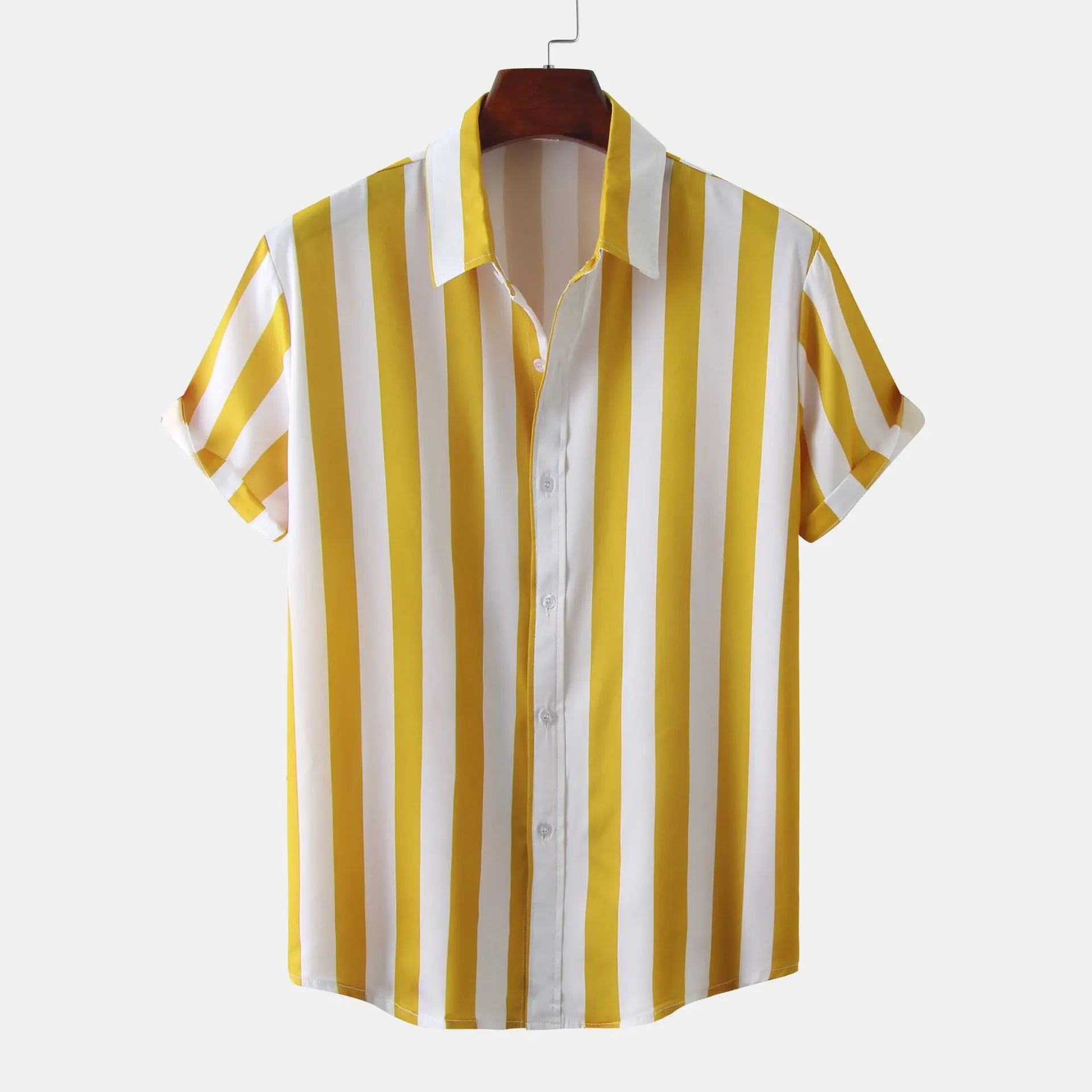 Men's 3D Printed Short Sleeve Turn Loose Shirt  Pre2brand Yellow-3XL