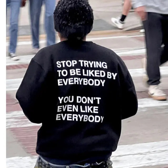 Men's And Women's Sweatshirt Slogan Drawstring Printed Hoodie  Pre2brand Black-Top-5XL