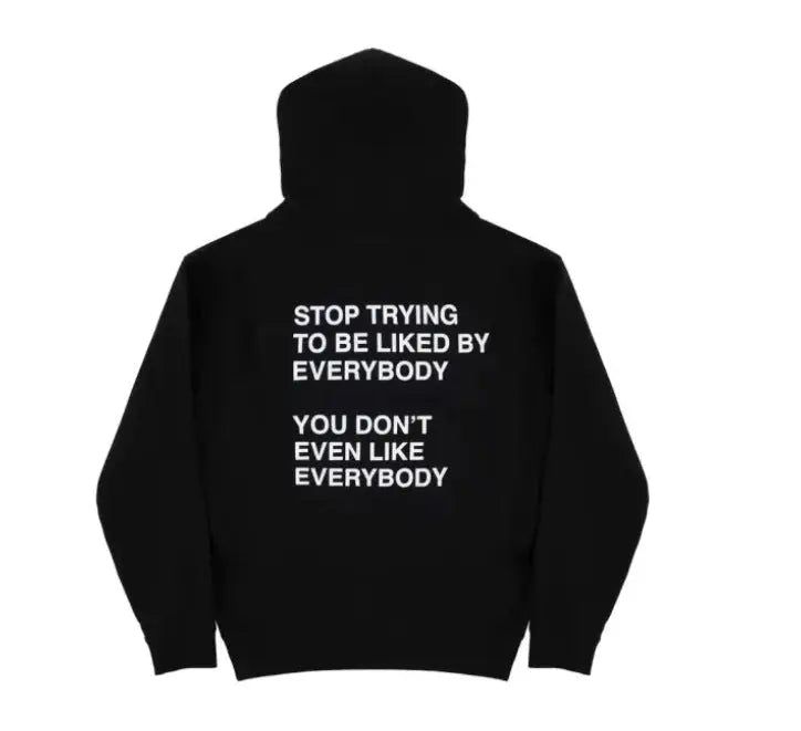 Men's And Women's Sweatshirt Slogan Drawstring Printed Hoodie  Pre2brand Black-Hoodie-5XL