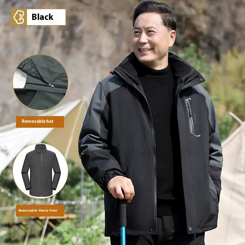 Men's Assault Jacket Fleece-lined Detachable Three-in-one Coat  Pre2brand 08-Black-195