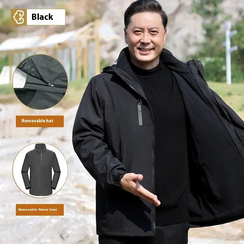 Men's Assault Jacket Fleece-lined Detachable Three-in-one Coat  Pre2brand 69-Black-195