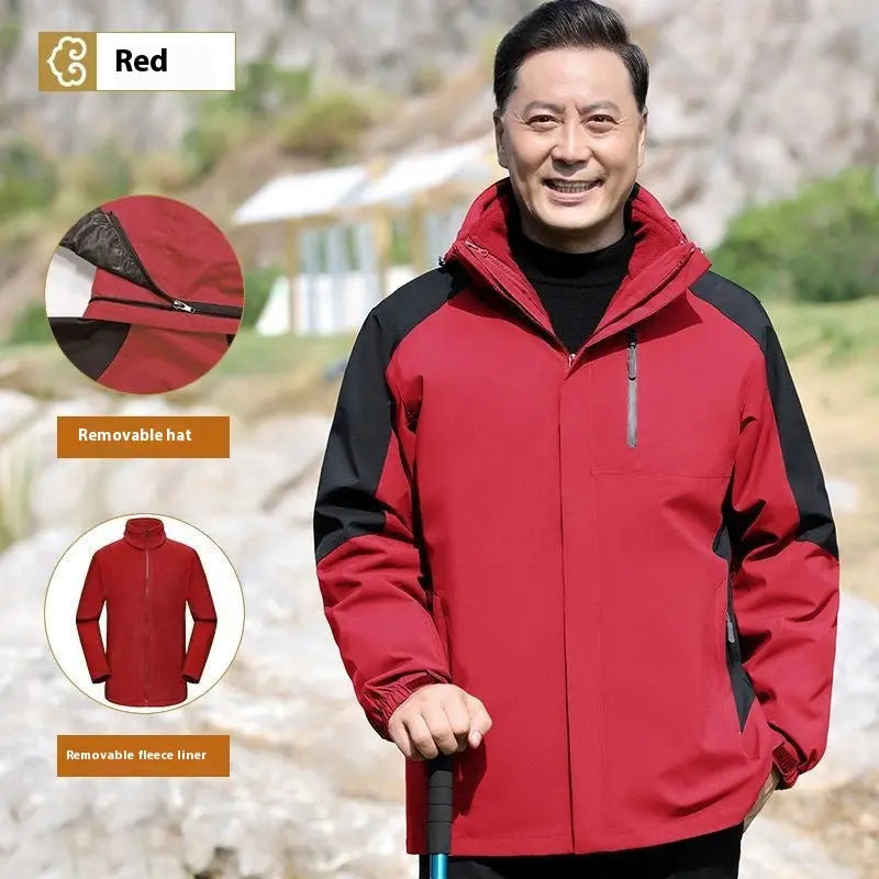Men's Assault Jacket Fleece-lined Detachable Three-in-one Coat  Pre2brand Red-195