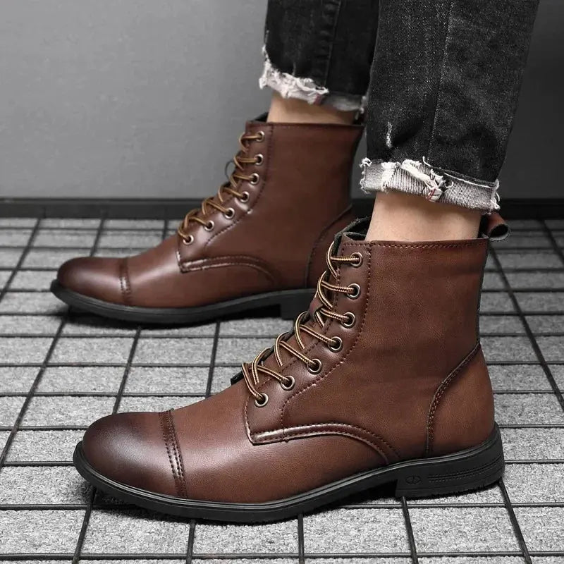 Men's Boots Plush Warm Men's Leather Boot Italian Style Men's Chelsea Boots Outdoor Boot Man Ankle Boots Shoes for Men - Pre2brand