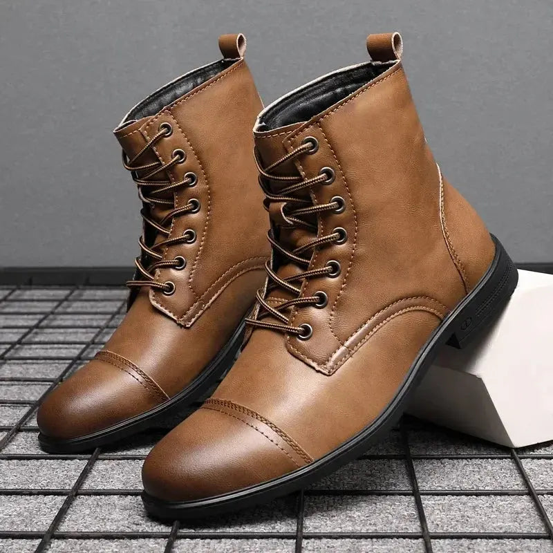 Men's Boots Plush Warm Men's Leather Boot Italian Style Men's Chelsea Boots Outdoor Boot Man Ankle Boots Shoes for Men  Pre2brand brown-45