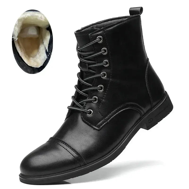 Men's Boots Plush Warm Men's Leather Boot Italian Style Men's Chelsea Boots Outdoor Boot Man Ankle Boots Shoes for Men  Pre2brand Black-Plush-45