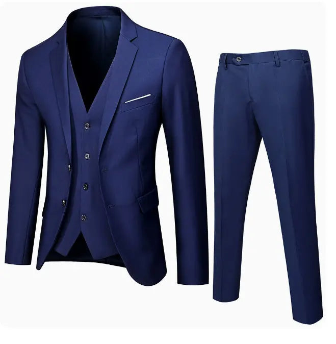 Men's Business Cotton Blend Casual Suit  Pre2brand Navy-blue-double-buckle-XL