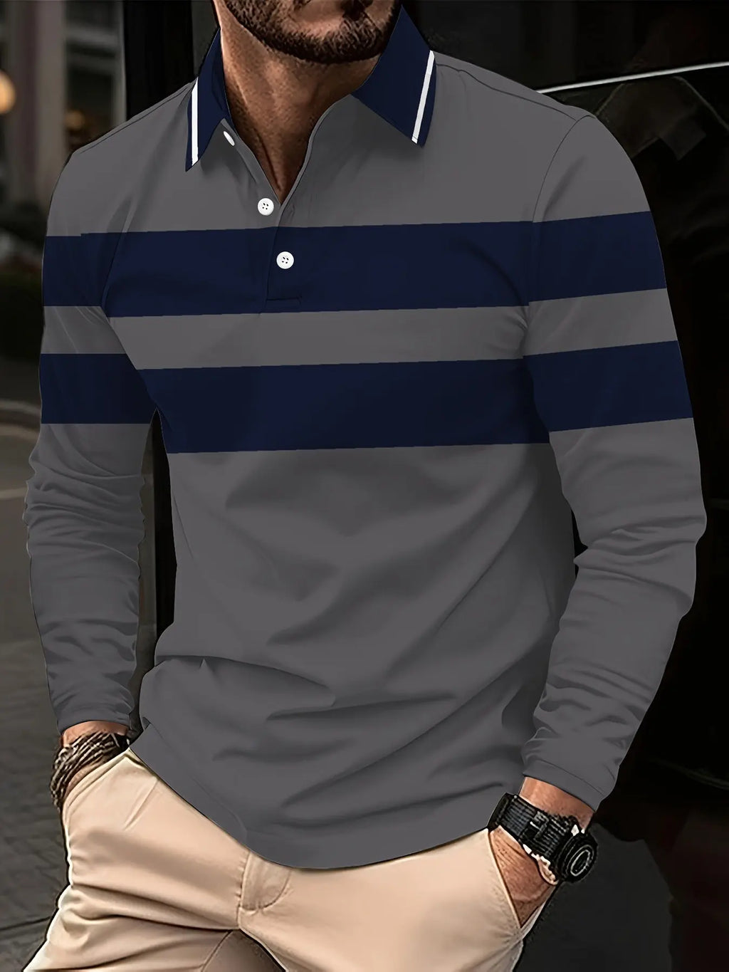 Men's Button Casual Slim Lapel 3D Printed Long Sleeve  Pre2brand PLS780-5XL