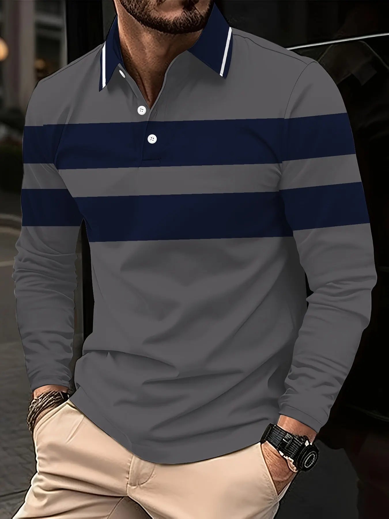 Men's Button Casual Slim Lapel 3D Printed Long Sleeve  Pre2brand PLS780-5XL