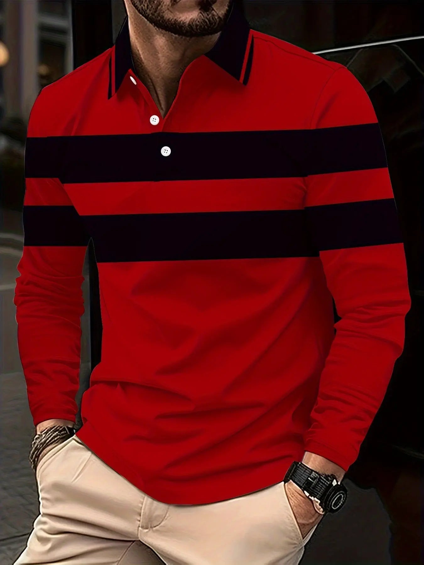 Men's Button Casual Slim Lapel 3D Printed Long Sleeve  Pre2brand PLS781-5XL